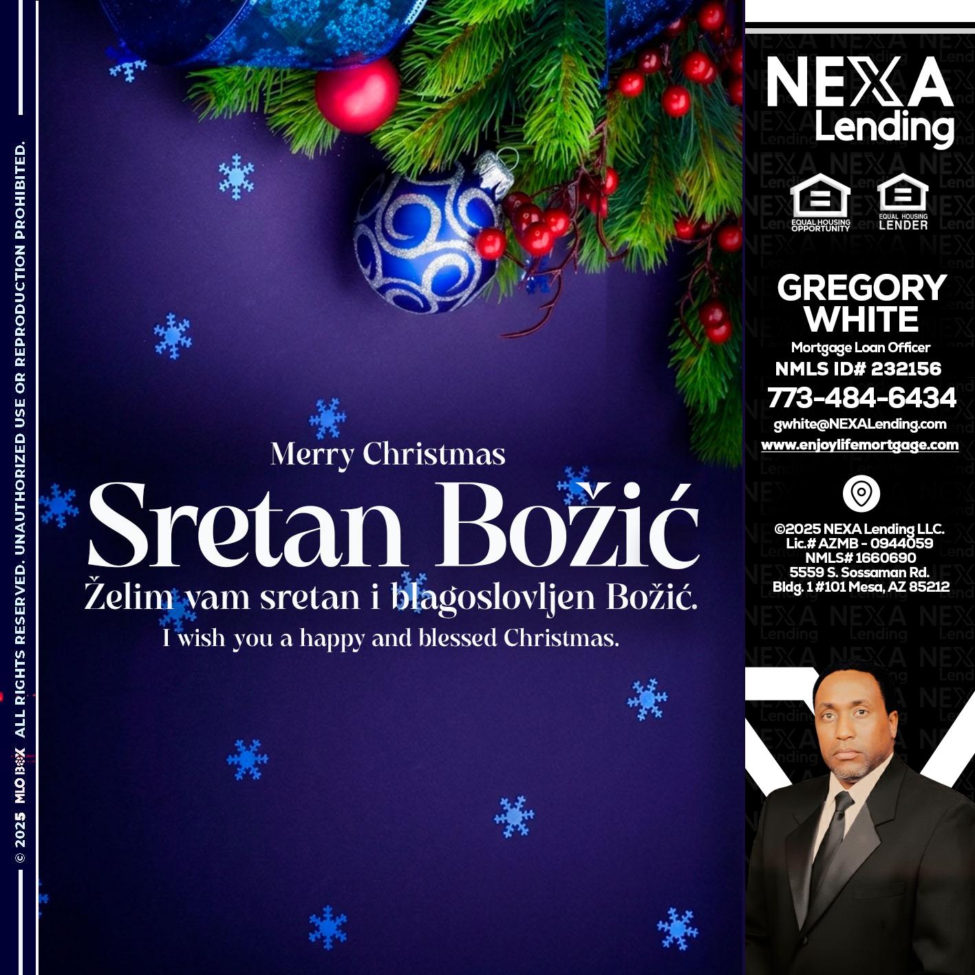 Sretan Božić - Gregory White -Mortgage Loan Officer
