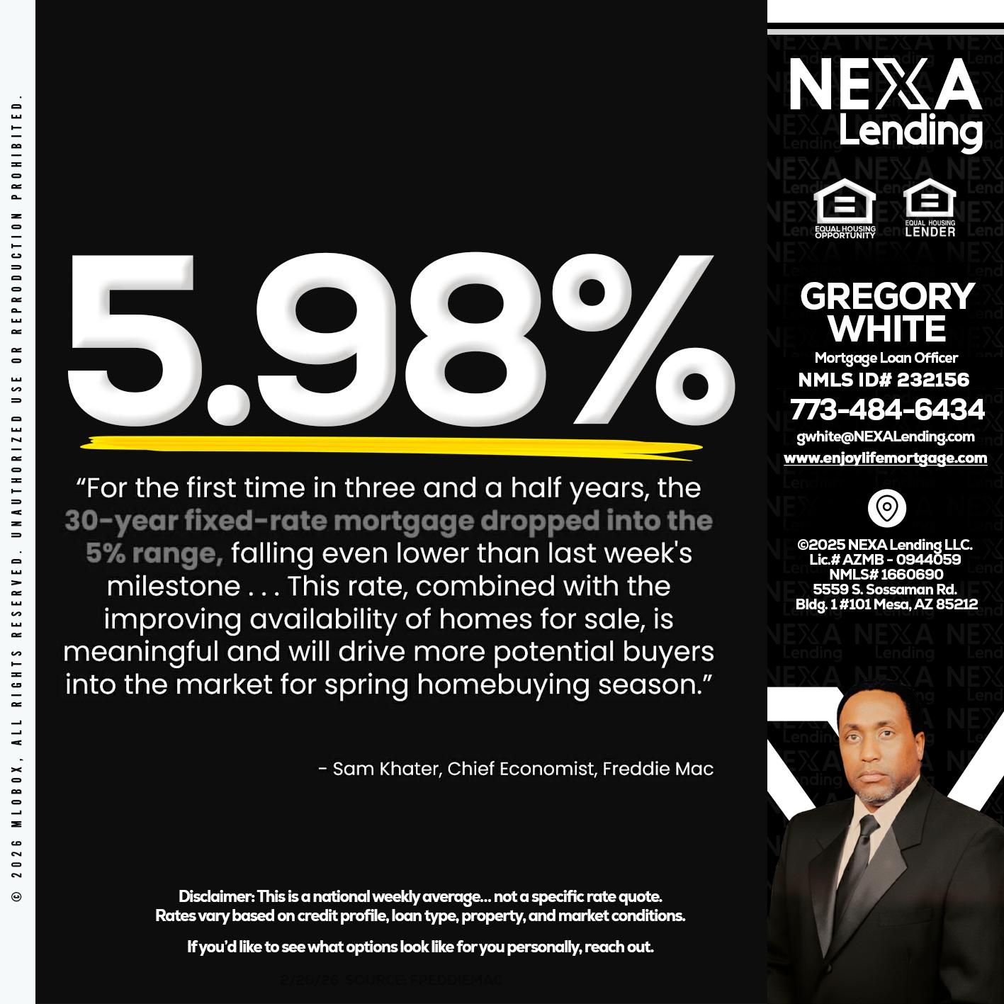 5.98% - Gregory White -Mortgage Loan Officer