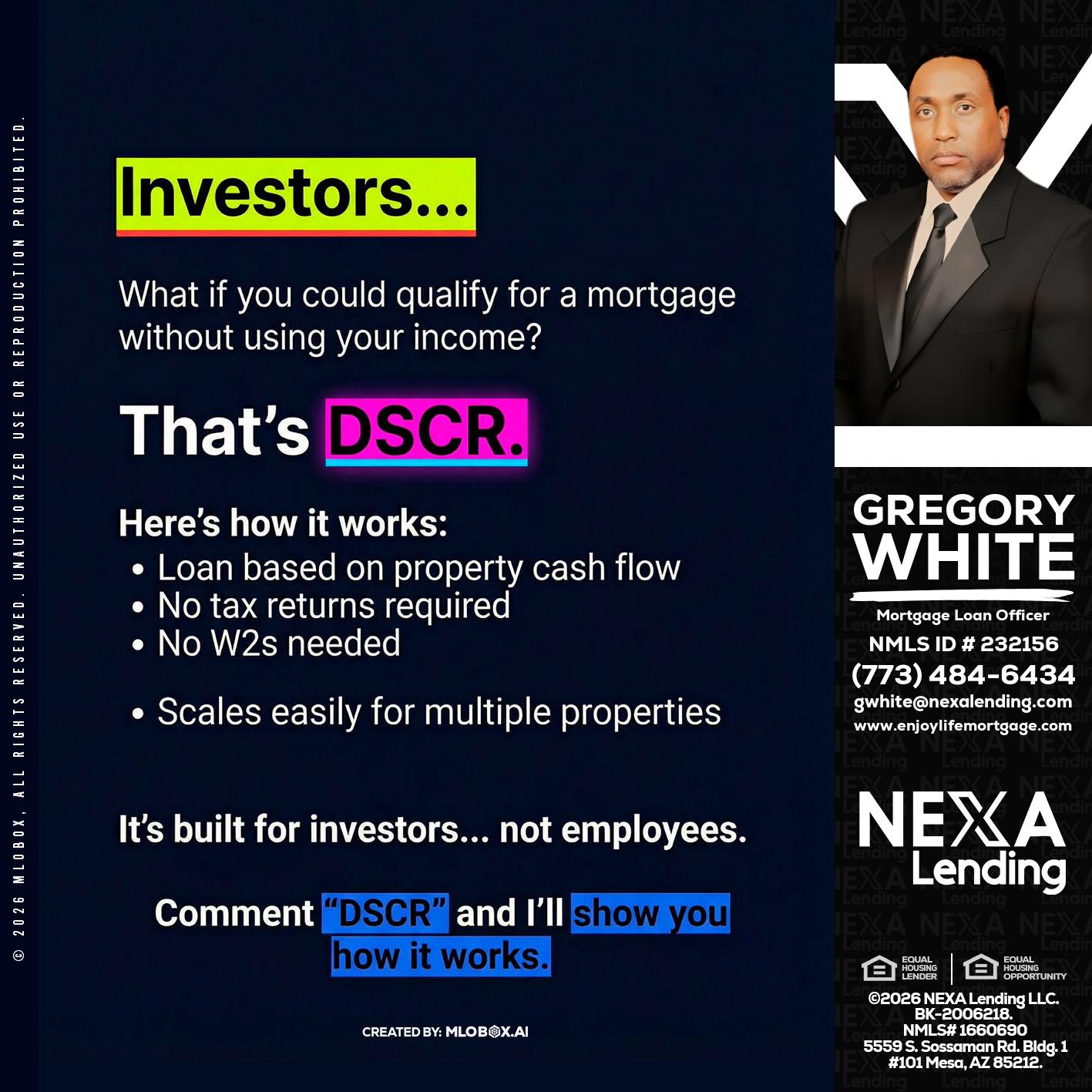 INVESTORS - Gregory White -Mortgage Loan Officer